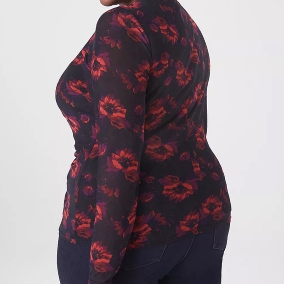 Lane Bryant Top Women 26 Black Floral Mesh Boho Western Retro Whimsical Fairy - Picture 1 of 15